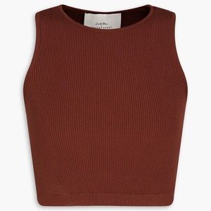 Zeynep Arcay x Camille Rowe Brown Ribbed Knit Crop Top
